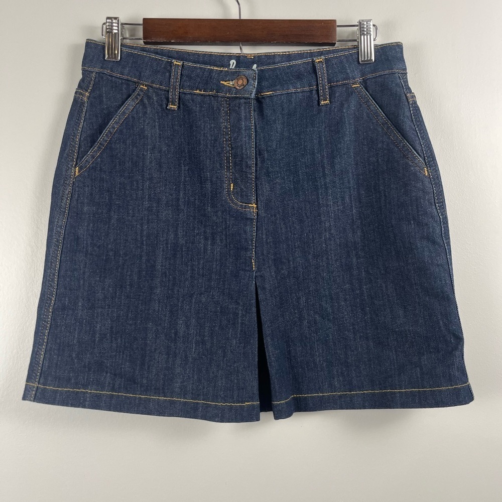 Boden dark wash mini denim front slit seam skirt size 8